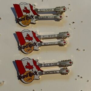 3 pins Hard Rock Cafe Double Neck Guitar Canadian Flag ALL IS ONE Pinback